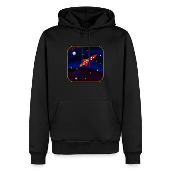 Fusée Spoutnik - Sweat à capuche Premium bio Homme - noir - Devant - Nico (187cm)