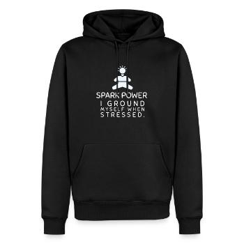 Electrician this funny Spark Power T-shirt Tee - Men’s Premium Organic Hoodie - black - Front - Nico (187cm)