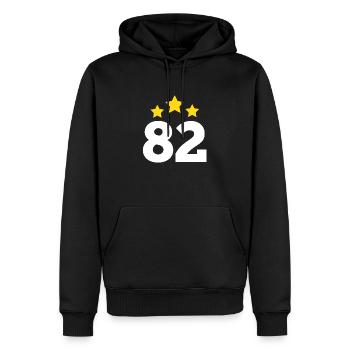 82 Jahre Stern - Geschenk zum 82. Jubiläum - Männer Premium Bio Hoodie - Schwarz - Vorne - Nico (187cm)