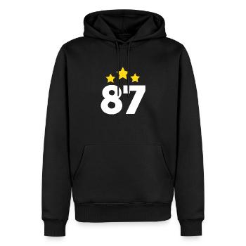87 Jahre Stern - Geschenk zum 87. Jubiläum - Männer Premium Bio Hoodie - Schwarz - Vorne - Nico (187cm)