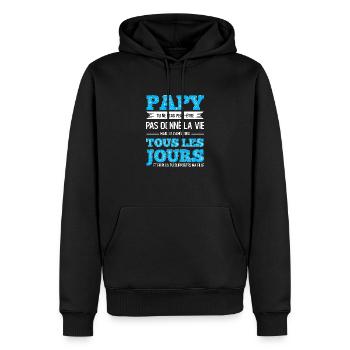 Papy Merci D'être Là Cadeau Tendre Grand-Père - Sweat à capuche Premium bio Homme - noir - Devant - Nico (187cm)