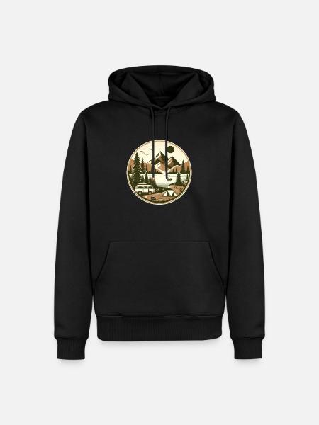 Nature et aventure – Camping idyllique - Sweat à capuche Premium bio Homme - noir
