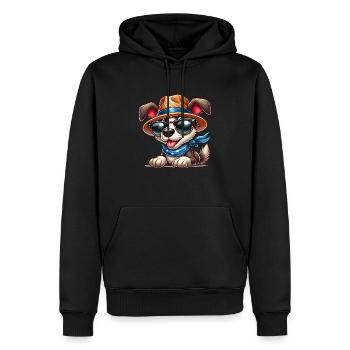 Chien avec un chapeau et des lunettes de soleil - Sweat à capuche Premium bio Homme - noir - Devant - Nico (187cm)