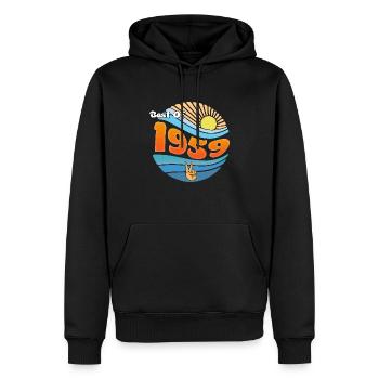 Retro 1959 – Célébration de 66 années légendaires - Sweat à capuche Premium bio Homme - noir - Devant - Nico (187cm)