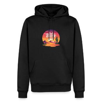 Find beauty in the heat - Men’s Premium Organic Hoodie - black - Front - Nico (187cm)
