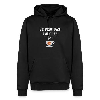 Je Peux Pas J'ai Café Barista - Sweat à capuche Premium bio Homme - noir - Devant - Nico (187cm)