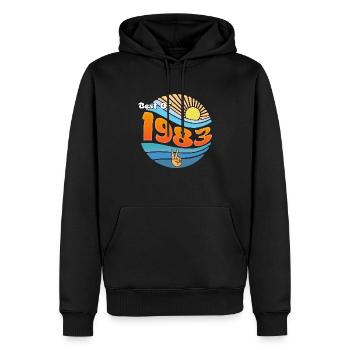 Millésime 1983 – 42 ans de souvenirs - Sweat à capuche Premium bio Homme - noir - Devant - Nico (187cm)