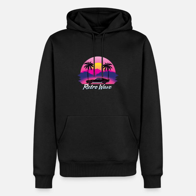 Neon Retro Synthwave - Sweat à capuche Premium bio Homme - noir