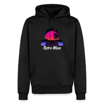 “Retro Wave” Synthwave desing - Sweat à capuche Premium bio Homme - noir - Devant - Nico (187cm)