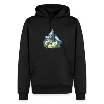 Alpen Matterhorn Mountain and Edelweiss Flower - Männer Premium Bio Hoodie - Schwarz - Vorne - Nico (187cm)