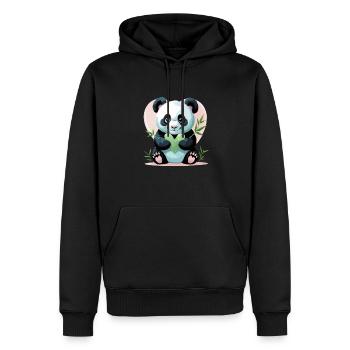 Panda mit Herz - Männer Premium Bio Hoodie - Schwarz - Vorne - Nico (187cm)