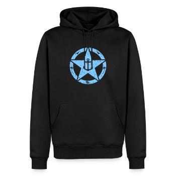 Vintage Star Anchor Logo - Men’s Premium Organic Hoodie - black - Front - Nico (187cm)