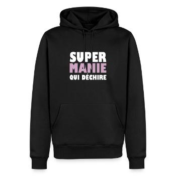 Super mamie qui déchire. Mug mamie qui déchire - Sweat à capuche Premium bio Homme - noir - Devant - Nico (187cm)