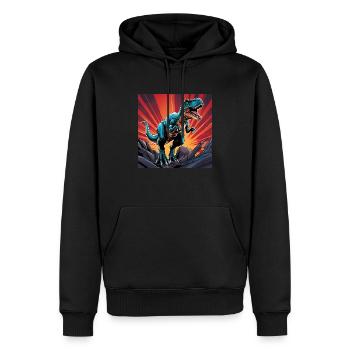Dinosaure - Sweat à capuche Premium bio Homme - noir - Devant - Nico (187cm)