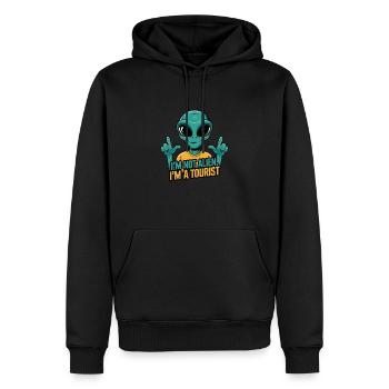 Je ne suis pas un extraterrestre, je suis un touriste - Sweat à capuche Premium bio Homme - noir - Devant - Nico (187cm)