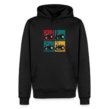Tracteur vintage rétro - Sweat à capuche Premium bio Homme - noir - Devant - Nico (187cm)