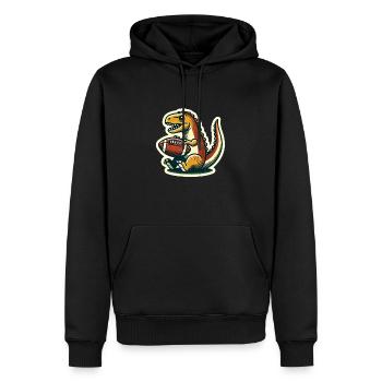 Football Dino - Männer Premium Bio Hoodie - Schwarz - Vorne - Nico (187cm)