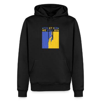 Ukraine - together we will win - Men’s Premium Organic Hoodie - black - Front - Nico (187cm)