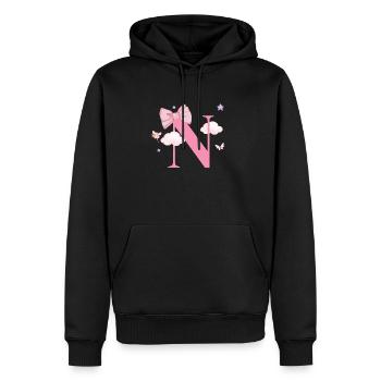 Buchstabe n rosa Wolken - Männer Premium Bio Hoodie - Schwarz - Vorne - Nico (187cm)
