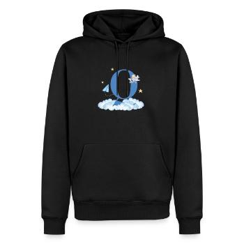 Buchstabe Q Blaue Wolken Flugzeug Kind - Männer Premium Bio Hoodie - Schwarz - Vorne - Nico (187cm)