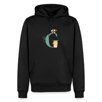 Lettre g vert animaux jungle - Sweat à capuche Premium bio Homme - noir - Devant - Nico (187cm)