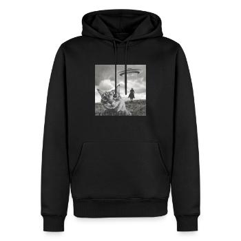 Lustige Katzen-Selfie-UFOs - Männer Premium Bio Hoodie - Schwarz - Vorne - Nico (187cm)
