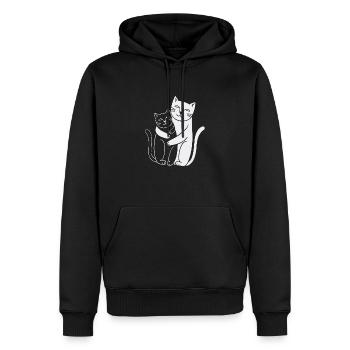 Chat Blanc & chat noir - Sweat à capuche Premium bio Homme - noir - Devant - Nico (187cm)
