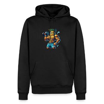 Strong Pineapple – Workout Time 🍍💪 - Men’s Premium Organic Hoodie - black - Front - Nico (187cm)