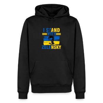 ich stehe mit Selenskyj gegen  für die Ukrain - Männer Premium Bio Hoodie - Schwarz - Vorne - Nico (187cm)