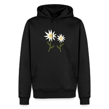 Fleurs d’edelweiss - Sweat à capuche Premium bio Homme - noir - Devant - Nico (187cm)