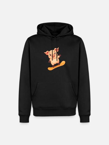 Piggy Snowboard - Men’s Premium Organic Hoodie - black