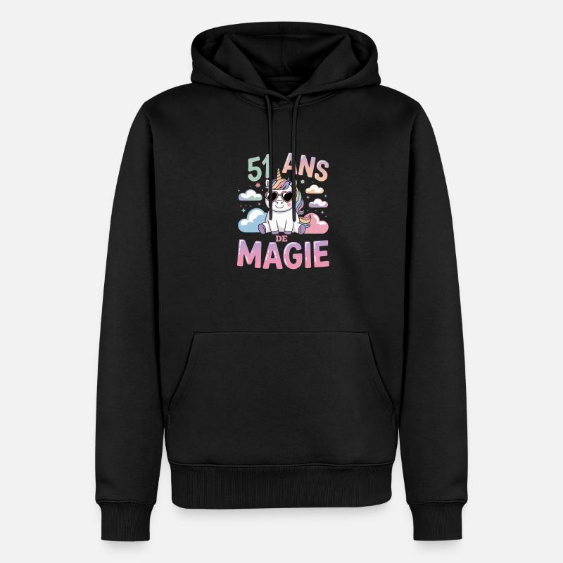 51 ans de magie - Sweat à capuche Premium bio Homme - noir