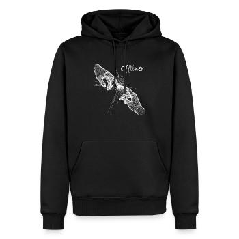 Mains hors ligne - Sweat à capuche Premium bio Homme - noir - Devant - Nico (187cm)