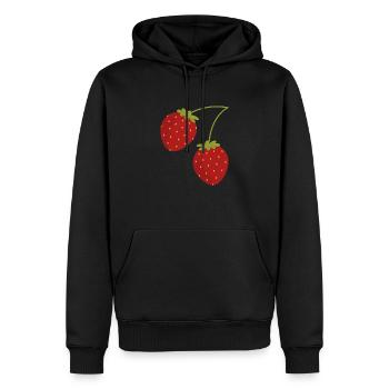 Fraises - Sweat à capuche Premium bio Homme - noir - Devant - Nico (187cm)