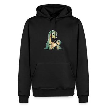 Dinosaurier mit Baby-Dinosauriern - Männer Premium Bio Hoodie - Schwarz - Vorne - Nico (187cm)