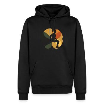 Entraînement Yoga Musculation - Sweat à capuche Premium bio Homme - noir - Devant - Nico (187cm)