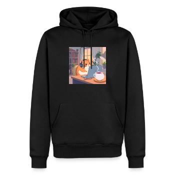 Chill Lofi Hamster – Cozy Anime-Style Desk Scene - Männer Premium Bio Hoodie - Schwarz - Vorne - Nico (187cm)