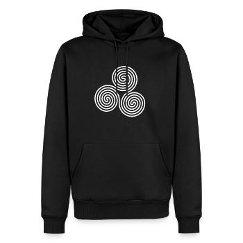Weiße Triskelion - Männer Premium Bio Hoodie - Schwarz - Vorne - Nico (187cm)