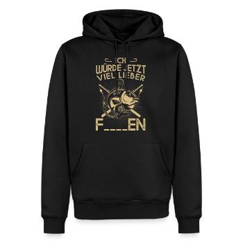 Ich würde jetzt viel lieber Fischen - Männer Premium Bio Hoodie - Schwarz - Vorne - Nico (187cm)