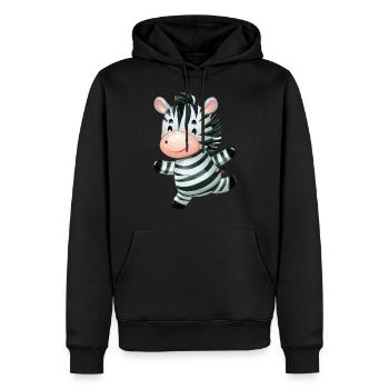 Zèbre dansant - Kawaii Animal Design - Sweat à capuche Premium bio Homme - noir - Devant - Nico (187cm)