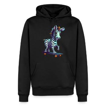 Zèbre de hockey sur glace : Kawaii sur la glace - Sweat à capuche Premium bio Homme - noir - Devant - Nico (187cm)