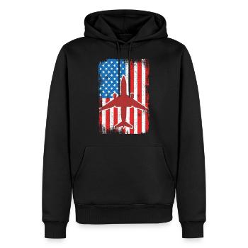 Flugzeuge 4. Juli USA - Männer Premium Bio Hoodie - Schwarz - Vorne - Nico (187cm)