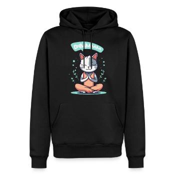 Ohmmm Yoga Cat I Meditation Relaxation | Kitten - Men’s Premium Organic Hoodie - black - Front - Nico (187cm)