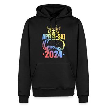 Apres Ski 2024 Berge Spruch Bunt - Männer Premium Bio Hoodie - Schwarz - Vorne - Nico (187cm)
