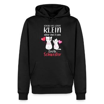 Je suis petite mais je serai bientôt une grande sœur - Sweat à capuche Premium bio Homme - noir - Devant - Nico (187cm)