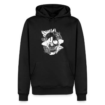 Tête de mort avec des papillons - Sweat à capuche Premium bio Homme - noir - Devant - Nico (187cm)