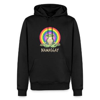 Yoga Frog Meditates in the Lotus Gay Pride LGBT - Men’s Premium Organic Hoodie - black - Front - Nico (187cm)