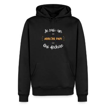 je suis un arrière papi qui déchire - Sweat à capuche Premium bio Homme - noir - Devant - Nico (187cm)