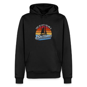 Capitaine de voilier, Sailor Skipper Sailor - Sweat à capuche Premium bio Homme - noir - Devant - Nico (187cm)