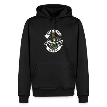 Manger Dormir Pêche Répéter Pêcheur - Sweat à capuche Premium bio Homme - noir - Devant - Nico (187cm)